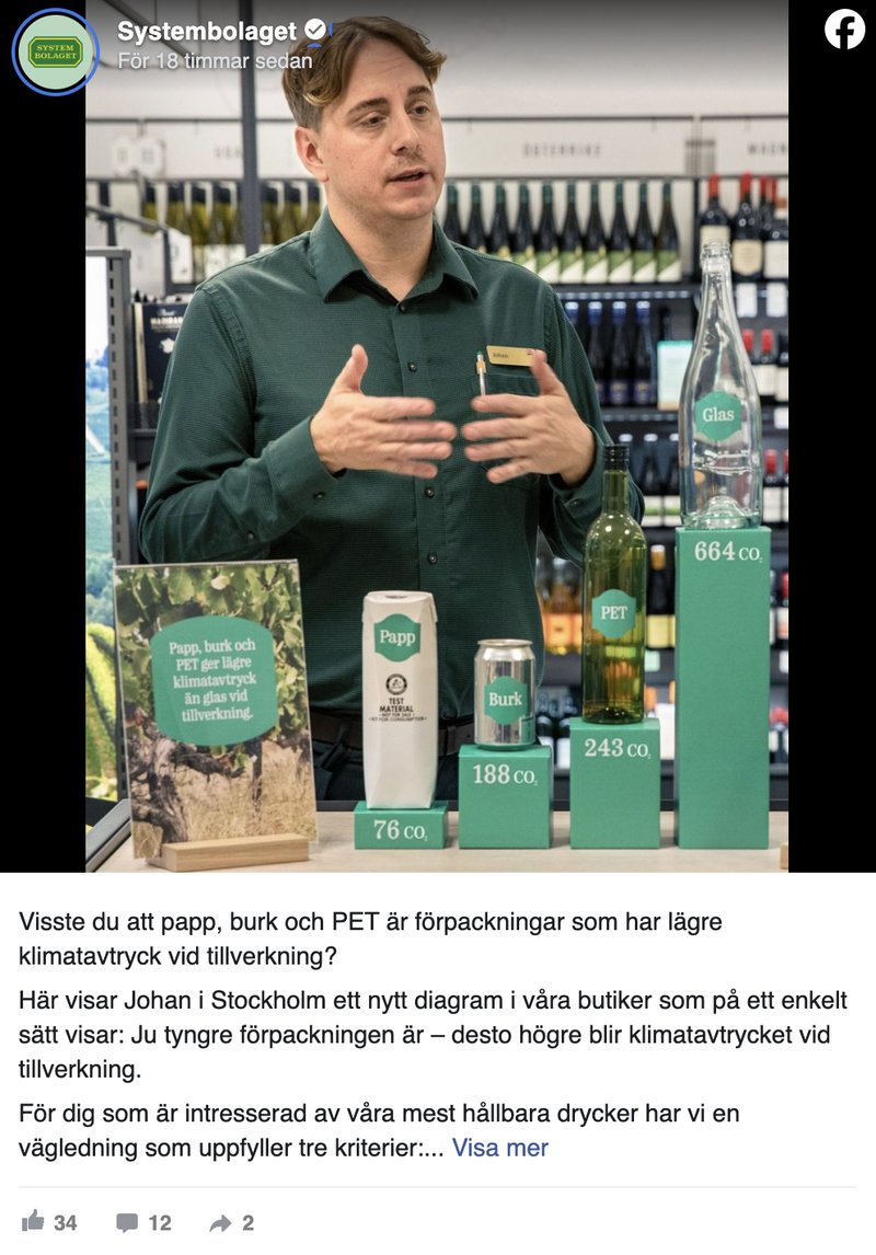 Foto: Skärmavbild Facebook/systembolaget Foto: Skärmavbild Facebook/systembolaget